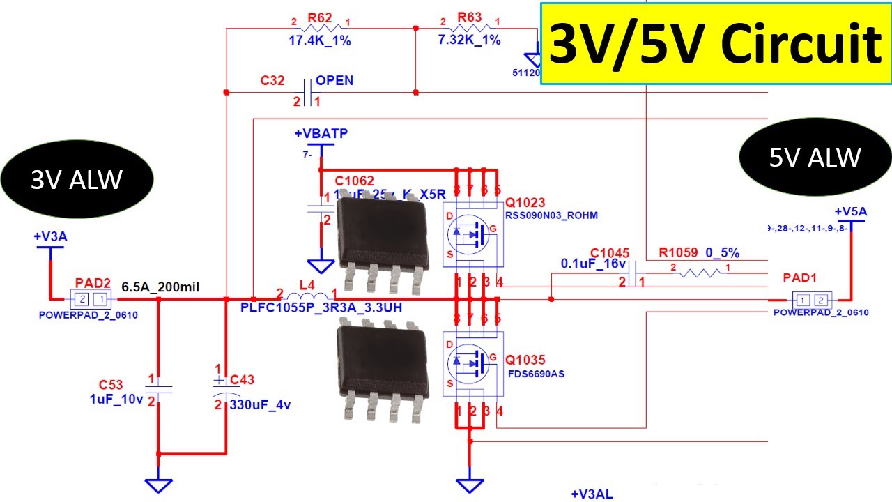 3V and 5V Laptop System Power IC circuit explained