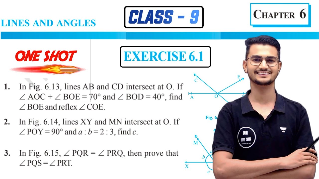 Class 9 Maths Chapter 6 || Lines and Angles || Exercise 6.1 || New Ncert || MD Sir
