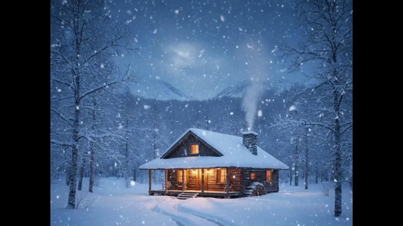 ❄️ Snowing at the Mountain Cabin: Cozy Fireplace & Relaxing Music | 24/7 Deep Sleep & Study