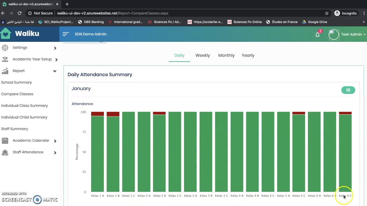 Web App School Admin - Comparing Classes