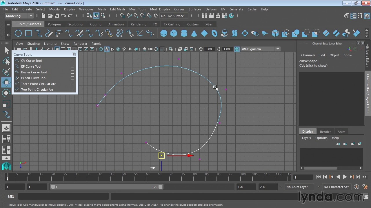 58. Использование NURBS Curve Tools. Курс Maya для начинающих. Урок №58