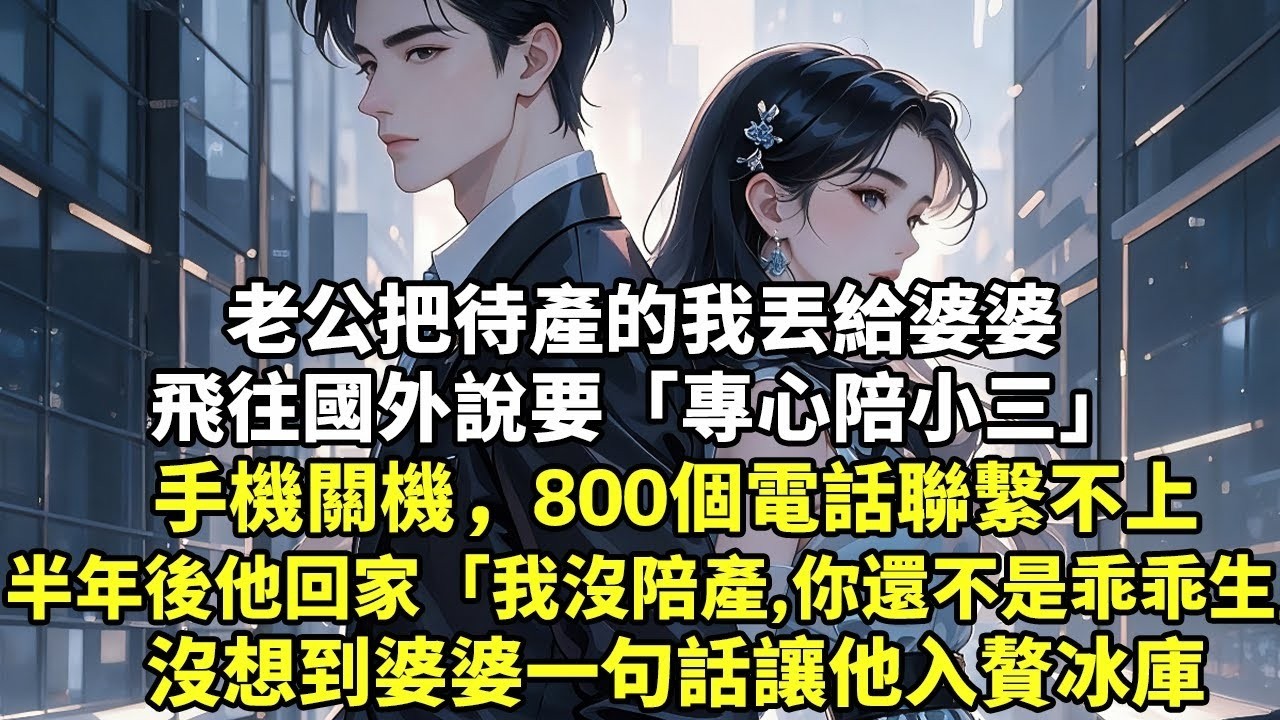 老公把待產的我丟給婆婆飛往國外說要「專心陪小三」手機關機，800個電話聯繫不上半年後他回家「我沒陪產，你還不是乖乖生」沒想到婆婆一句話讓他入贅冰庫#現實情感#豪門言情#為人處世#短篇
