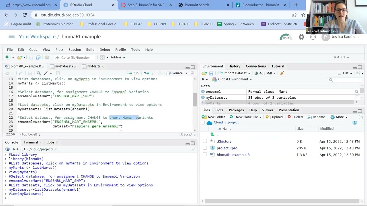 Using R for biomaRt searches