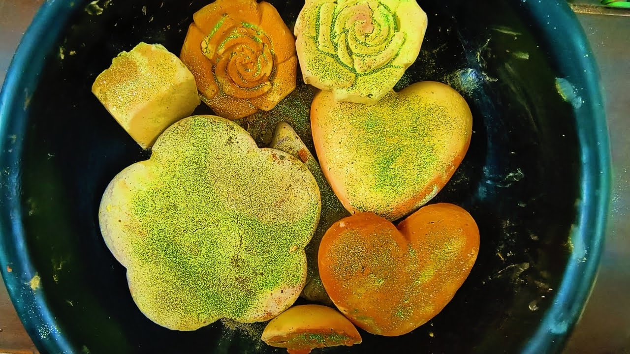 Pastal Green & Yellow Homemade's Crumbling • Soft Fluffy & Dusty Crush ASMR • @Chalkcrushasmr💚💛 
