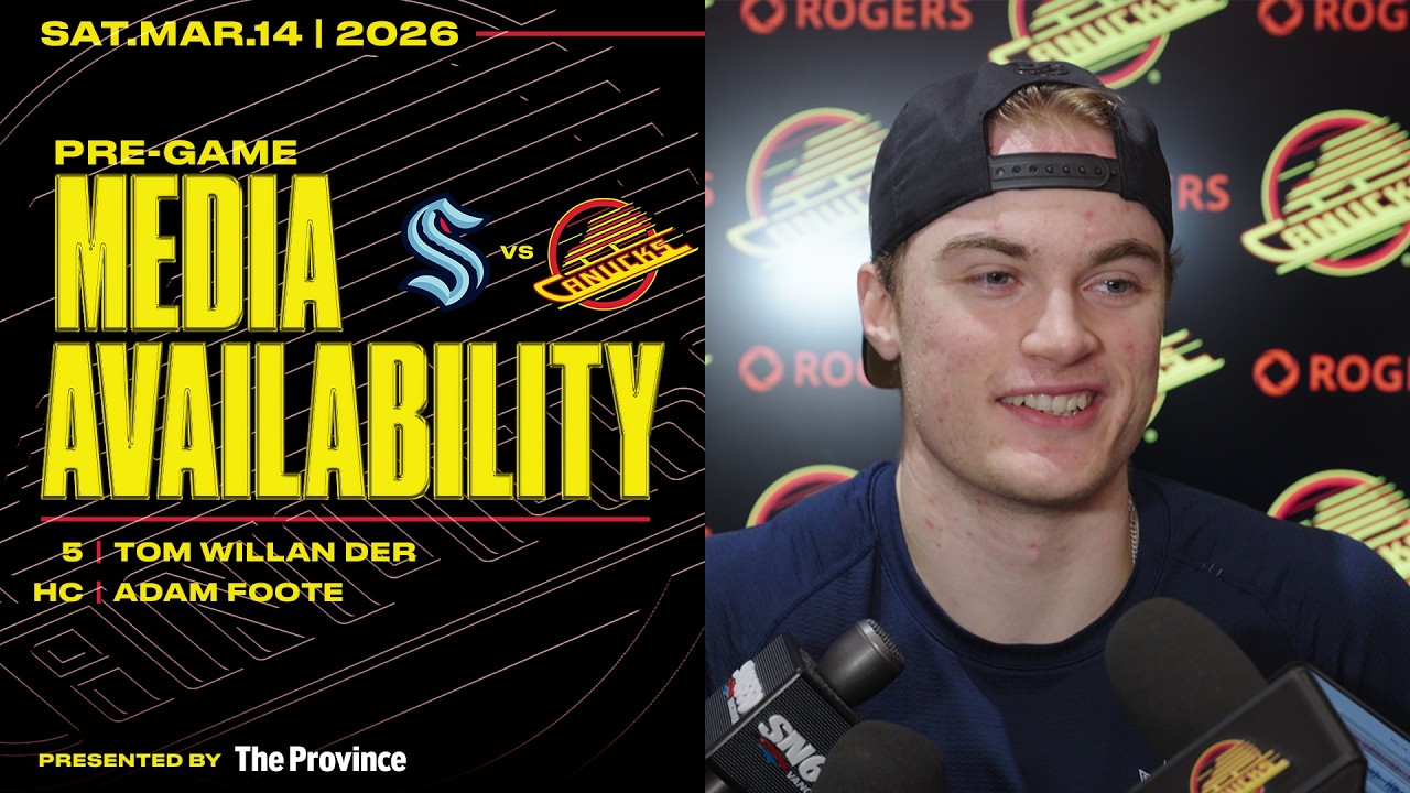 Том Уилландер и Адам Фут перед матчем «Ванкувер Кэнакс» против «Ванкувер Кракен» (14 марта 2026 г.)