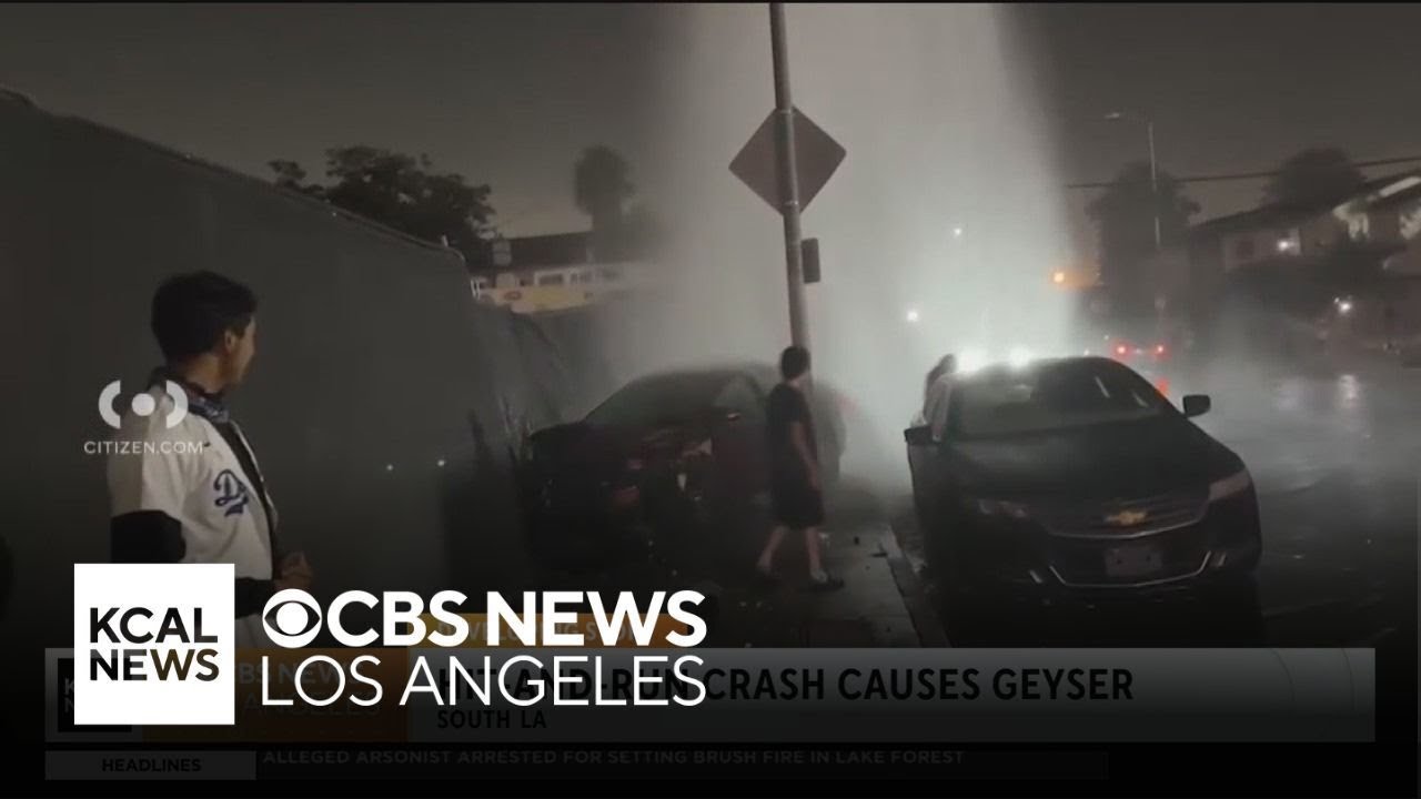 Car crashes into South LA hydrant, driver flees