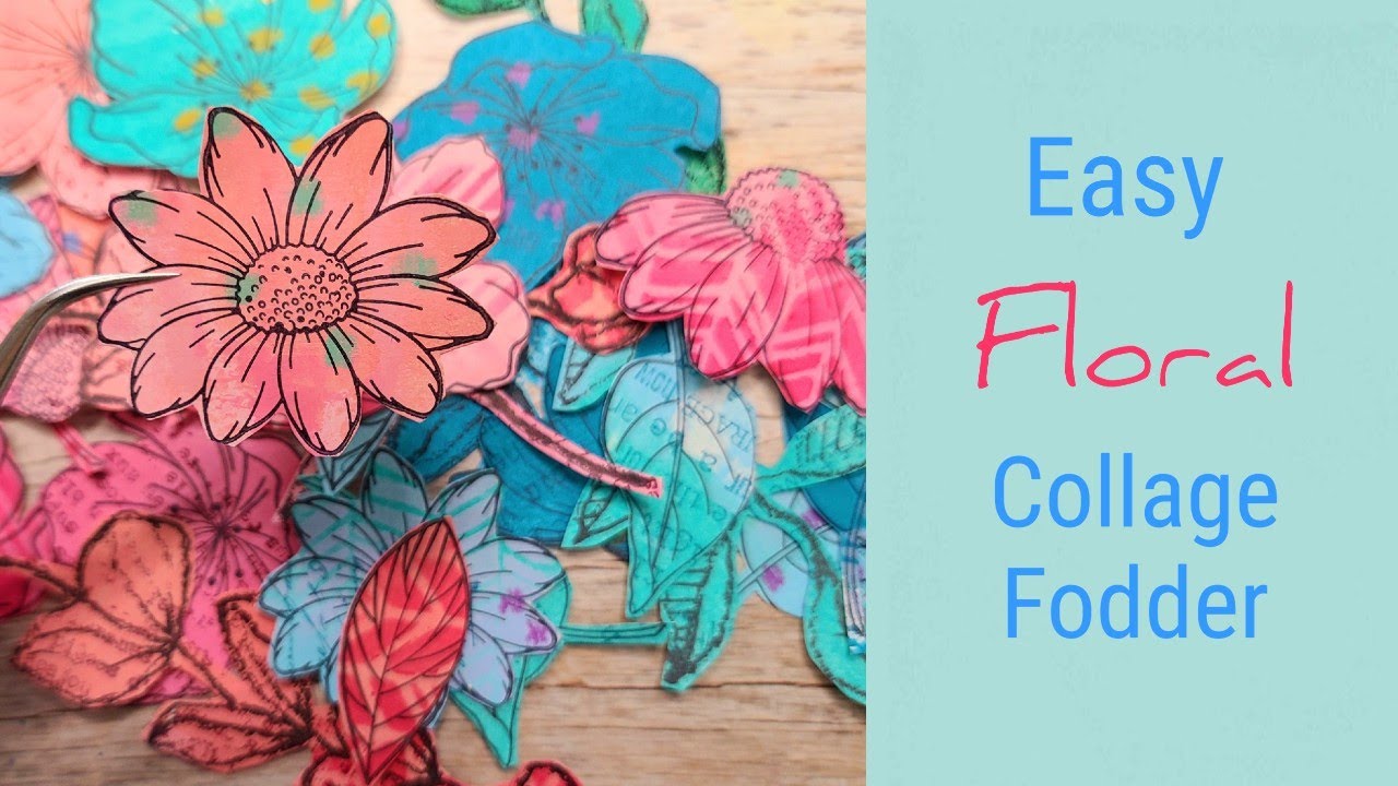 Fun and Easy Flower Collage Fodder • Acrylic Paints • Stamps • Junk Journal