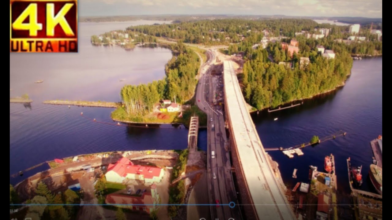 Savonlinna Laitaatsalmi 1. Bridge - ilmasta 4K drone