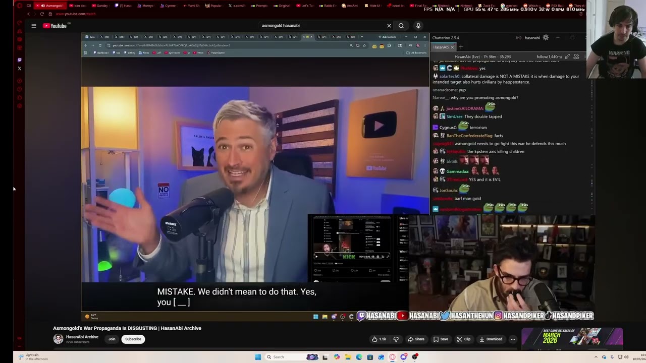 Reacting to Hasanabi, react to Kyle Kulinski, React to Asmongold. (lol)