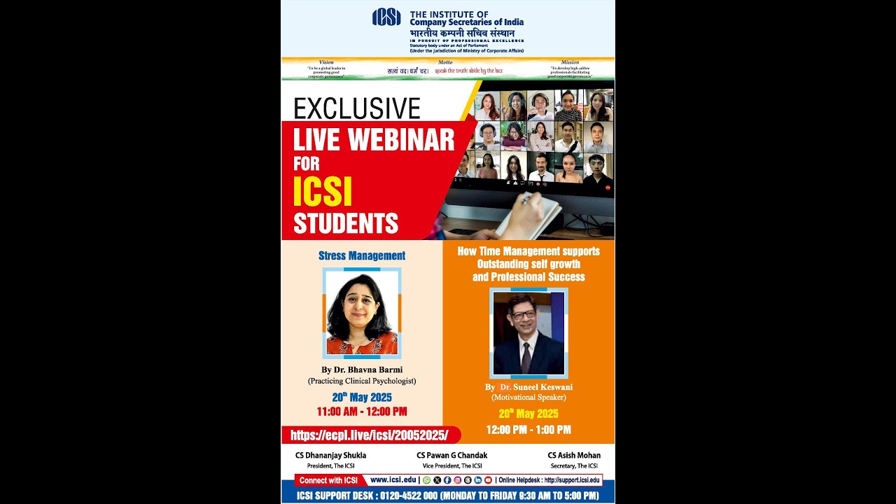 Live Webinar Stress Management and Time Management for Students appearing in June 2025 examination