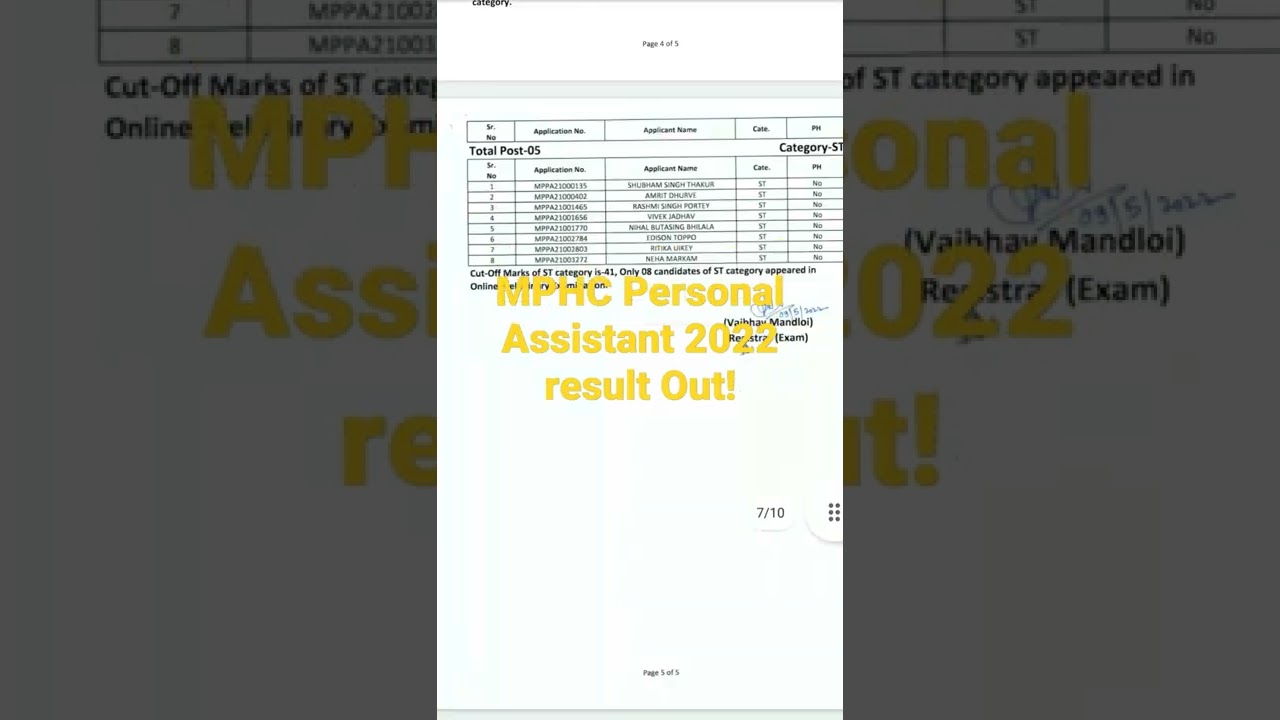 mp high court personal assistant result out! #all event
