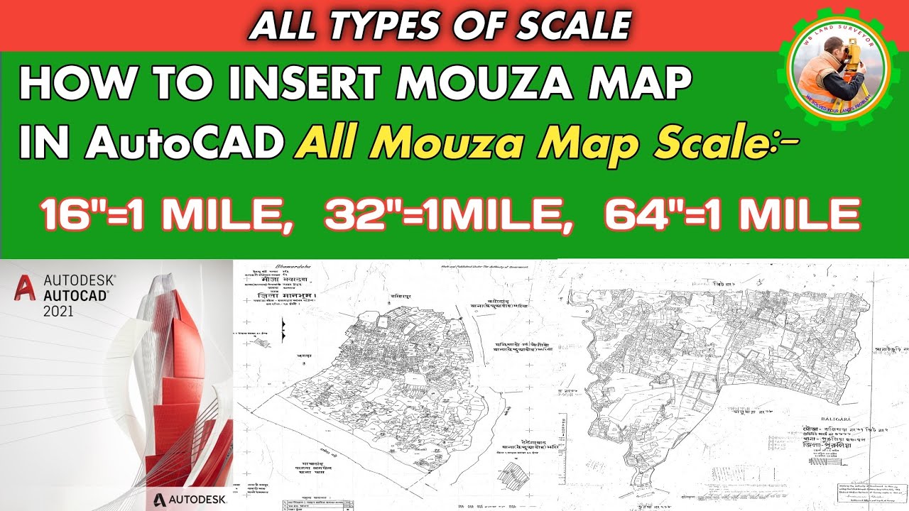 HOW TO INSERT MOUZA MAP IN AUTOCAD 16 INCH=1 MILE || কীভাবে মৌজা ম্যাপকে ইনসার্ট করতে হয়||
