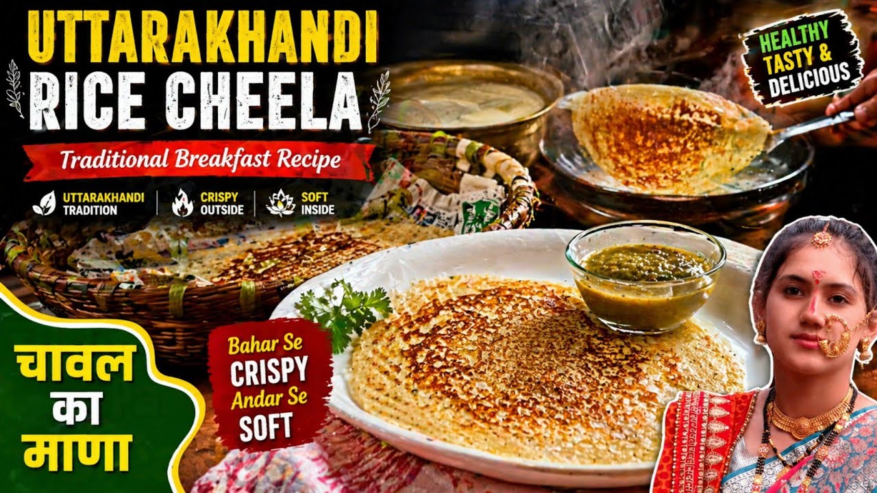 Pahadi Breakfast चावल का माणा | Uttarakhandi Cheela (Mana) Recipe | Chawal ka Chilla