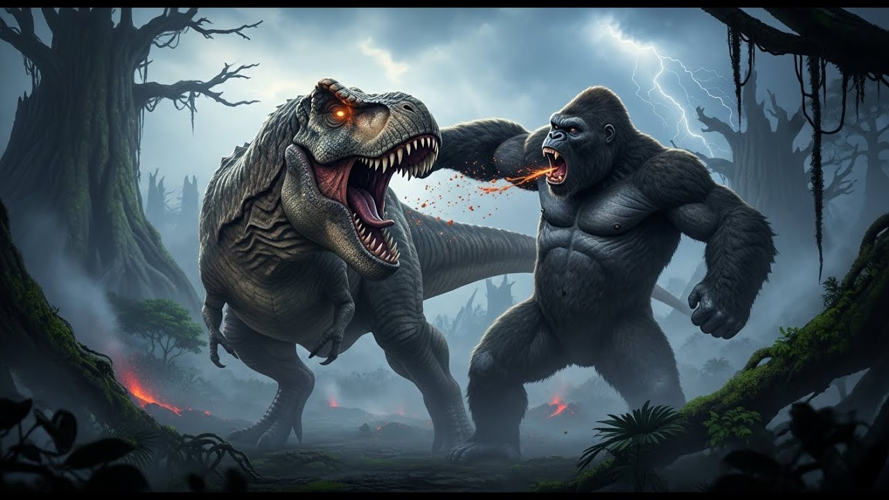 King Kong Battles the Giant Dinosaur The Ultimate Showdown You Never Saw!