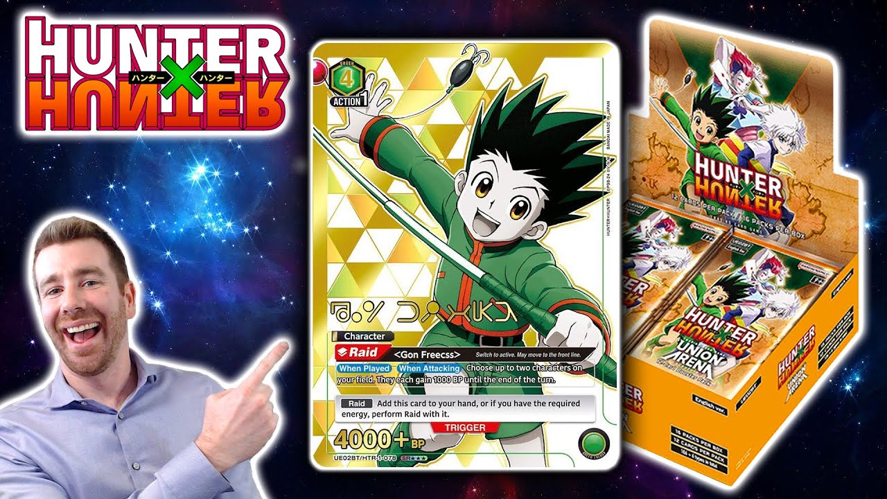 Открытие коробки с бустерами для карточной игры «Арена» Hunter x Hunter Union