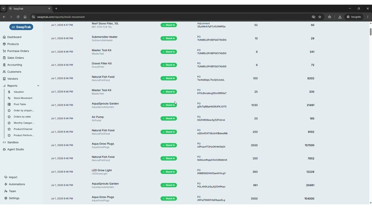 SwapTrak Demo: Shopify COGS, Inventory & AI