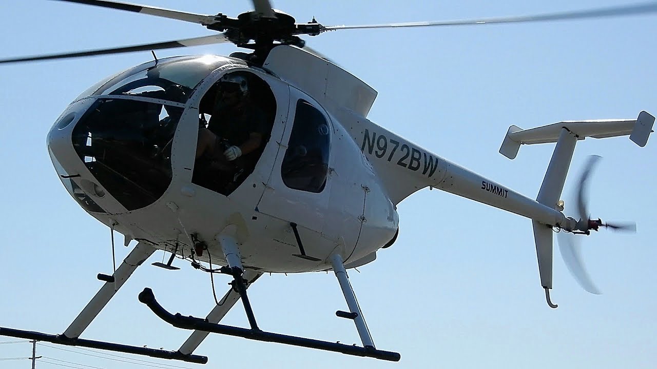 MD530 Start-Up, Takeoff & Landing on Helipad - (Hughes 500) Helicopter N972BW Ex Blackwater Security