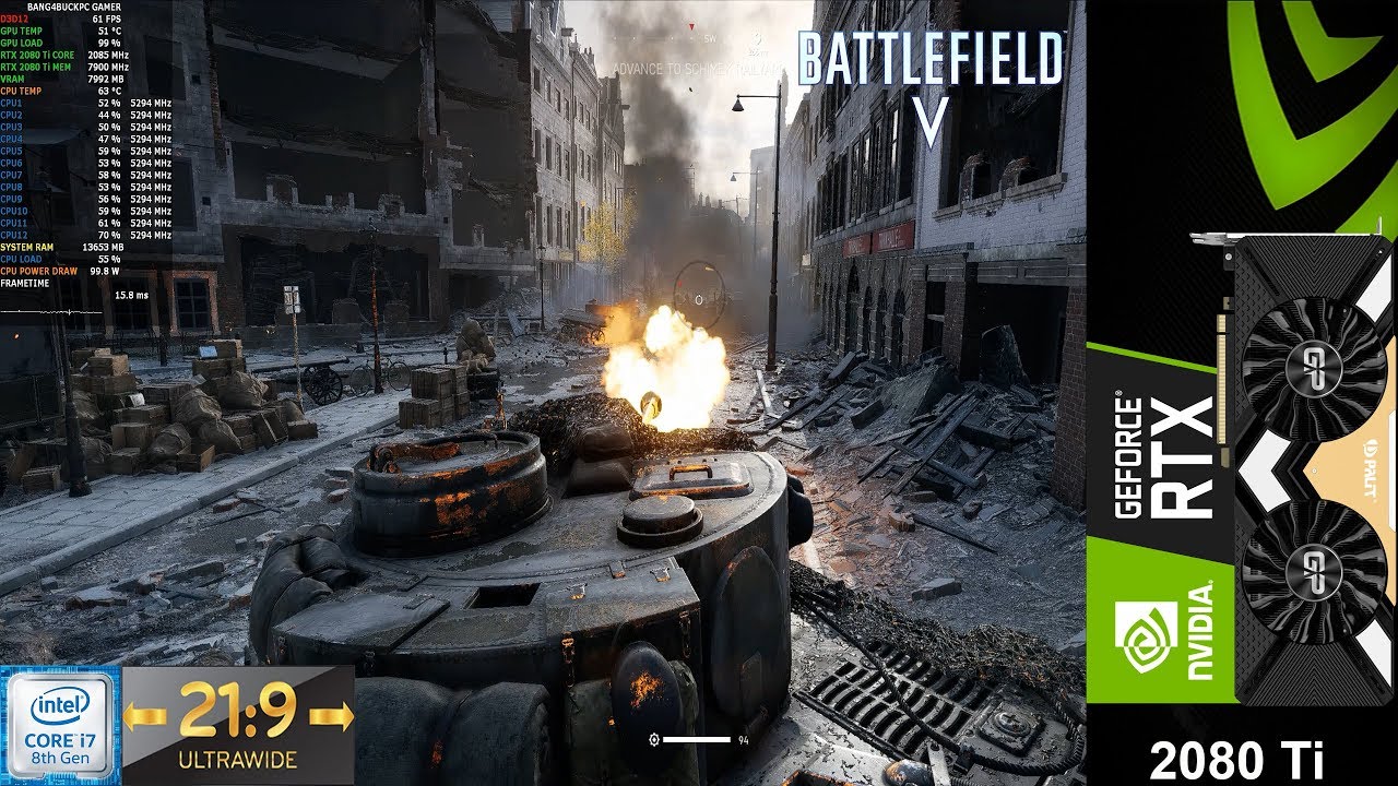 Battlefield V The Last Tiger Max Settings 3440x1440 | RTX 2080 Ti | i7 8700K 5.3GHz