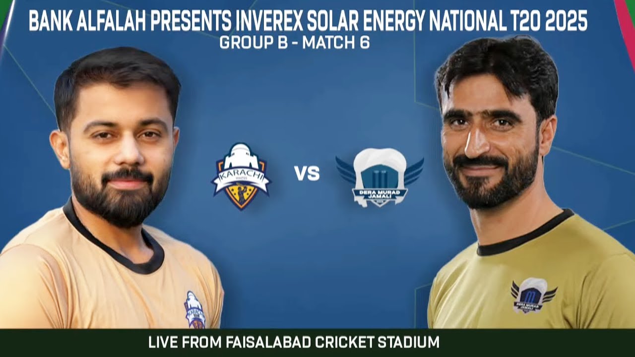 Live | Karachi Whites vs Dera Murad Jamali | Match 8 | National T20 Cup 2025 | PCB | M3N1