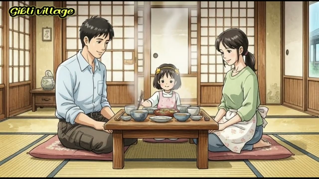A Quiet Family, A Violent Storm 🌧️ | Studio Ghibli Inspired Village Animation #giblivillage 