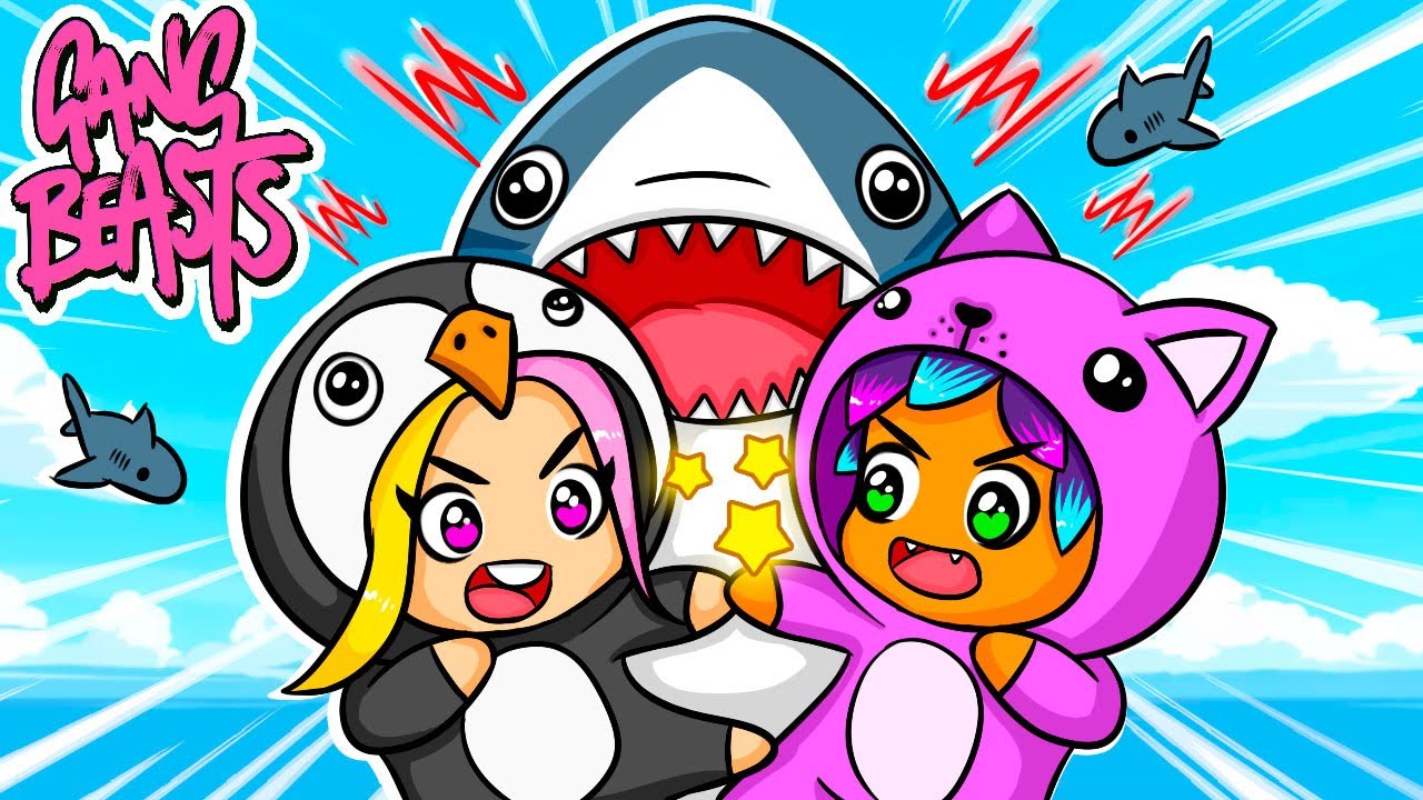 PELEA DE PIJAMAS! ME ECHA A LOS TIBURONES!? 😡 GANG BEASTS