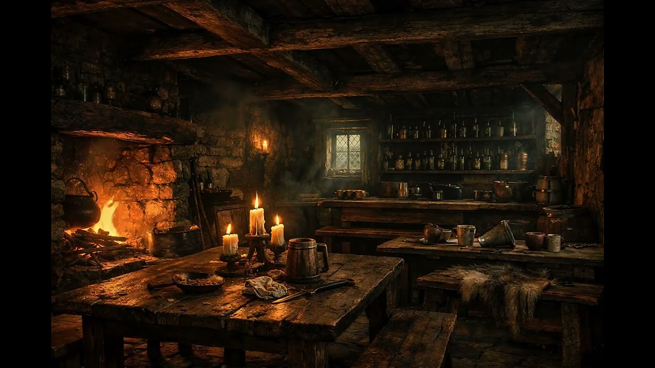 Ghostly Celtic Tavern Ambience 🍀🔥 Cozy Medieval Fireplace, Dark Fantasy Music for Reading & Writing