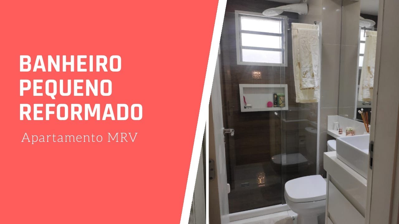 Banheiro pequeno reformado com NICHO EXTERNO - Tour pelo nosso apartamento MRV - Banheiro mrv