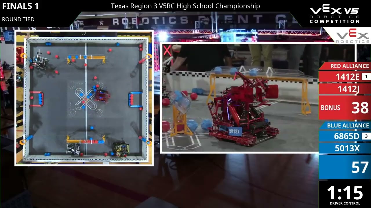 Texas 3 Regionals : High School - Final #1-1 - 1412E & 1412J vs 6865D & 5013X - Auton + Driver