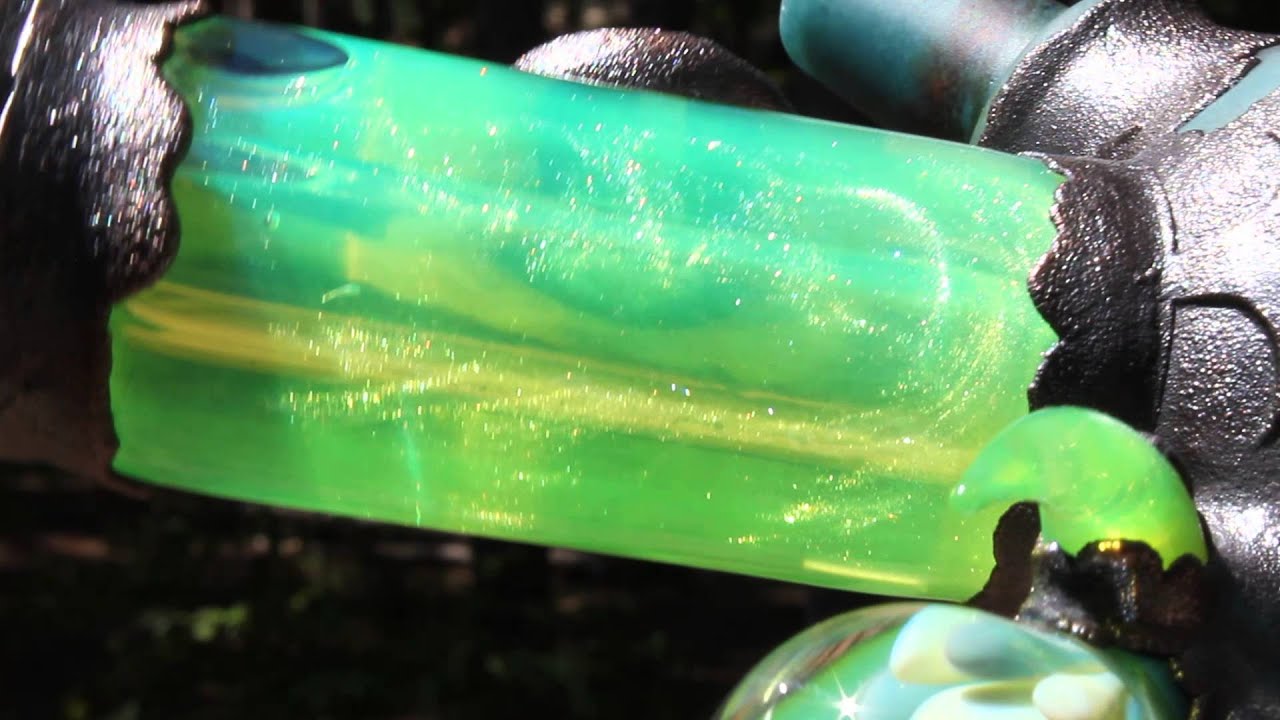 Dan P Glass - Mini Tube - w/black light reactive glycerin that sparkles! HD