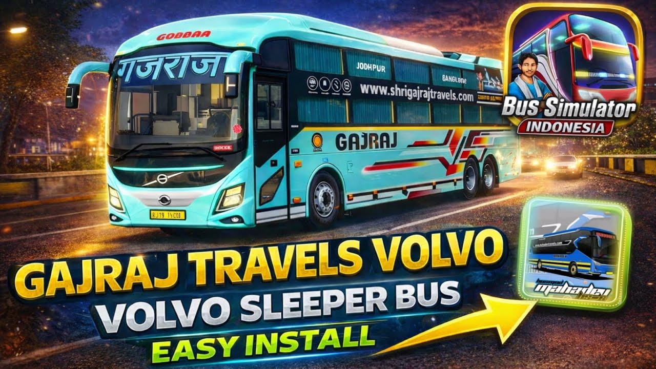 How to Install Gajraj Travels Volvo Sleeper Bus | BUSSID Mod Tutorial || All Volvo Sleeper Mod😱