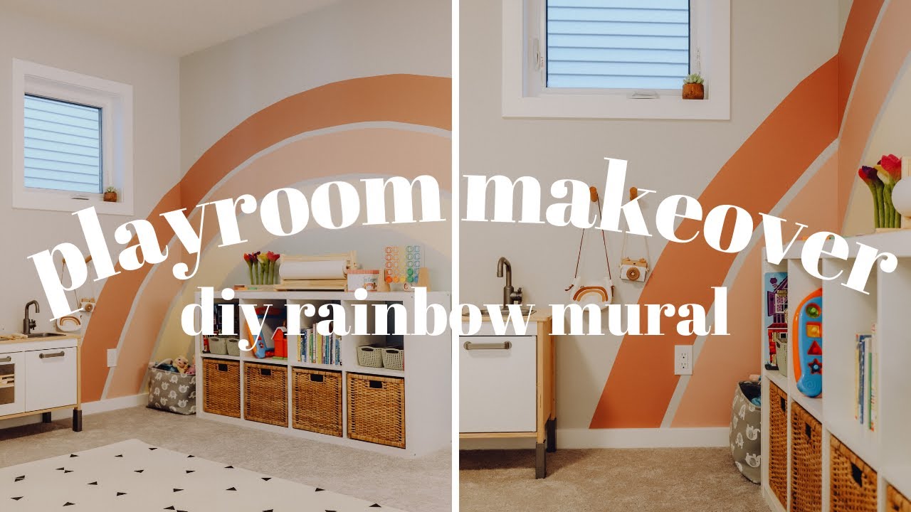 PLAYROOM MAKEOVER!! | DIY RAINBOW MURAL