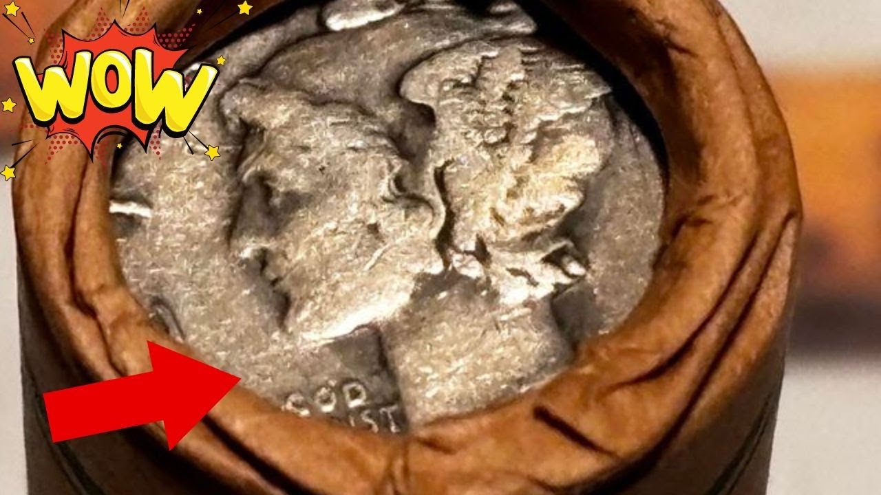 EXCITING MYSTERY COIN ROLL HUNT SILVER DIME WHEAT PENNIES FOUND!