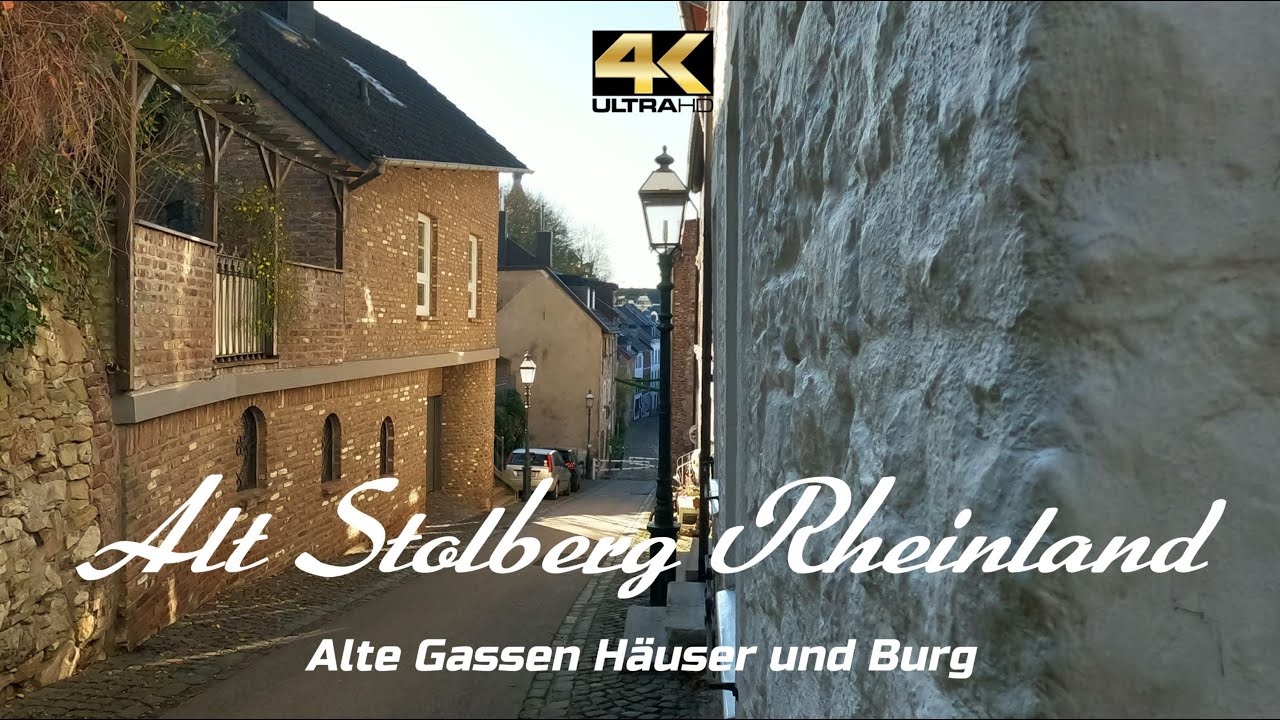 4K - Alt Stolberg Burg und Gehlens Kull Aussichtspunkt - Old narrow Streets Old Houses and Castle
