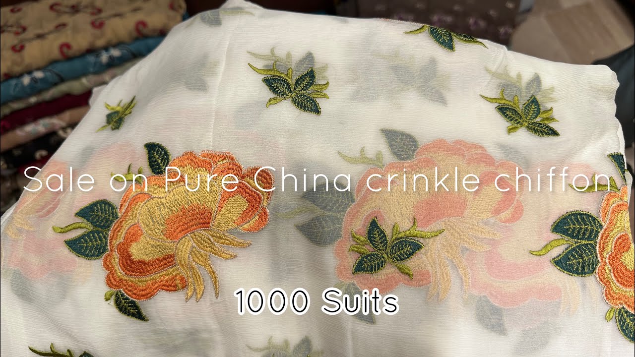 Sale On Bareeze Pure China crinkle Chiffon Embroidered Dresses #sale #firdousrabicentre