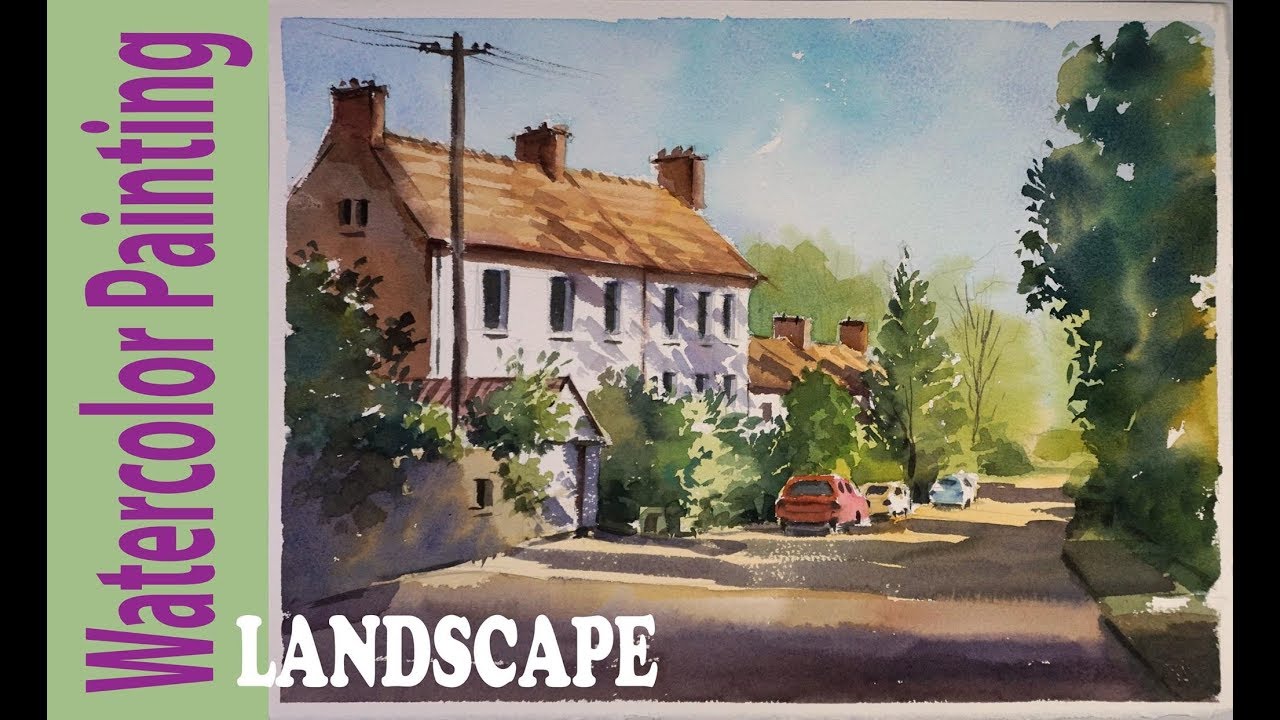 Watercolor Painting : Feniton old village in the morning light