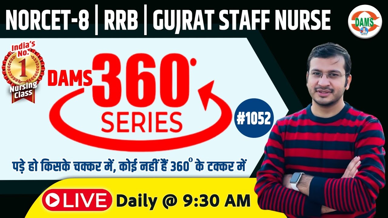 360 Degree Series 🔥| 360 Degree Most Imp MCQs #1052 | NORCET & All Nursing Exam | Siddharth Sir
