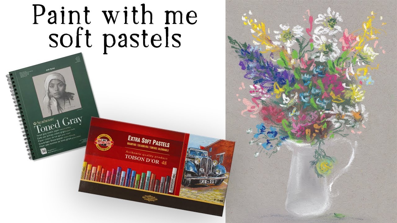 Flowers bouquet with soft pastels - paint with me KOh-i-noor pastels and Strathmore paper