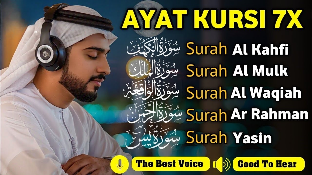 Quran recitation in a peaceful voice I Alfatiha, ayat alkursi, yasin, alwaqiah, arrahman, Alaa aqel