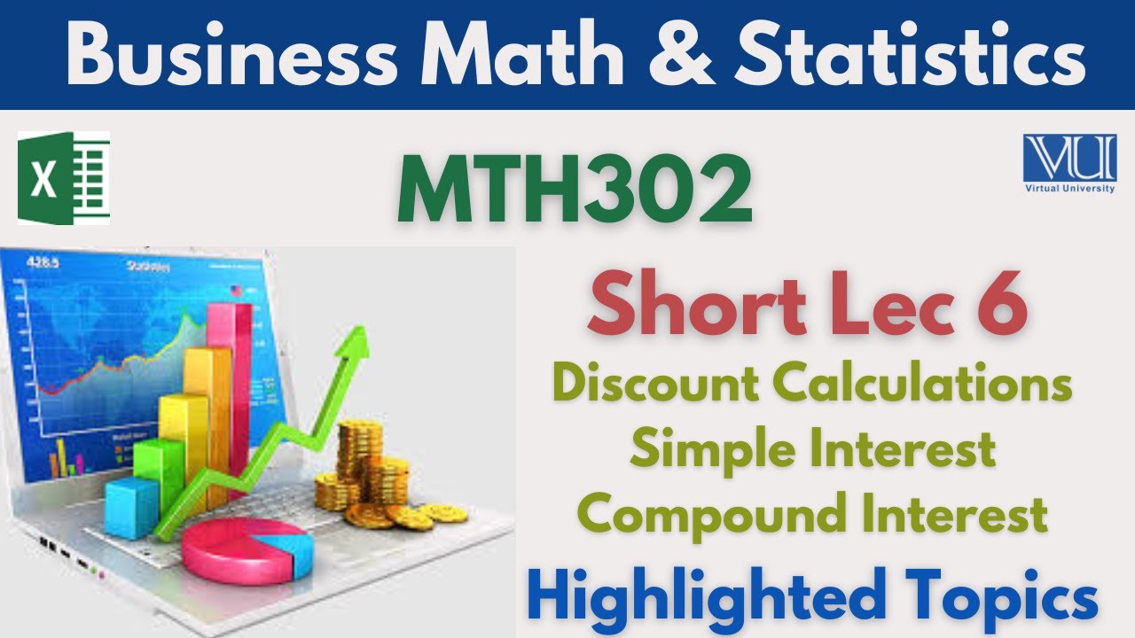 MTH302 Short Lecture 6_Discount_Simple Interest_Compound Interest_Midterm Lectures_Mth302 Lec 6