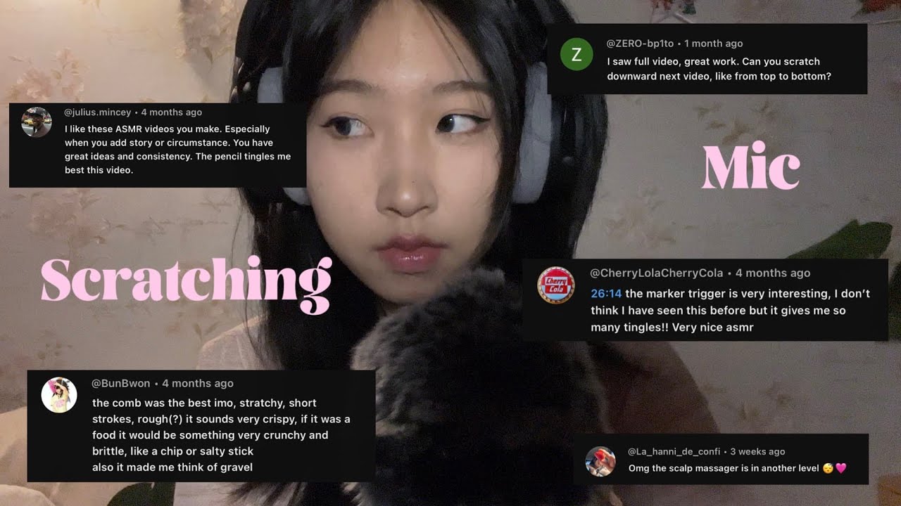 ASMR fluffy Mic Scratching, Scalp Massage pt.1(pencil, massager, comb, marker)