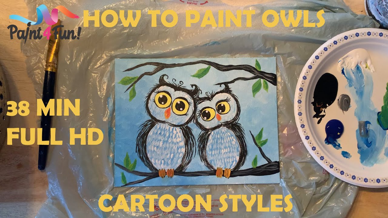 how to paint owl cartoon styles | using acrylic paints