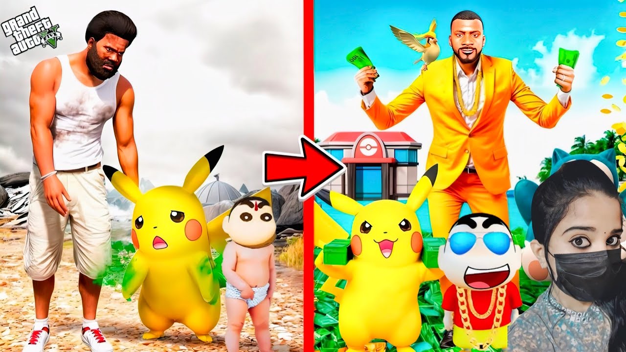 Franklin & Shinchan Save Pikachu - GTA5 #179