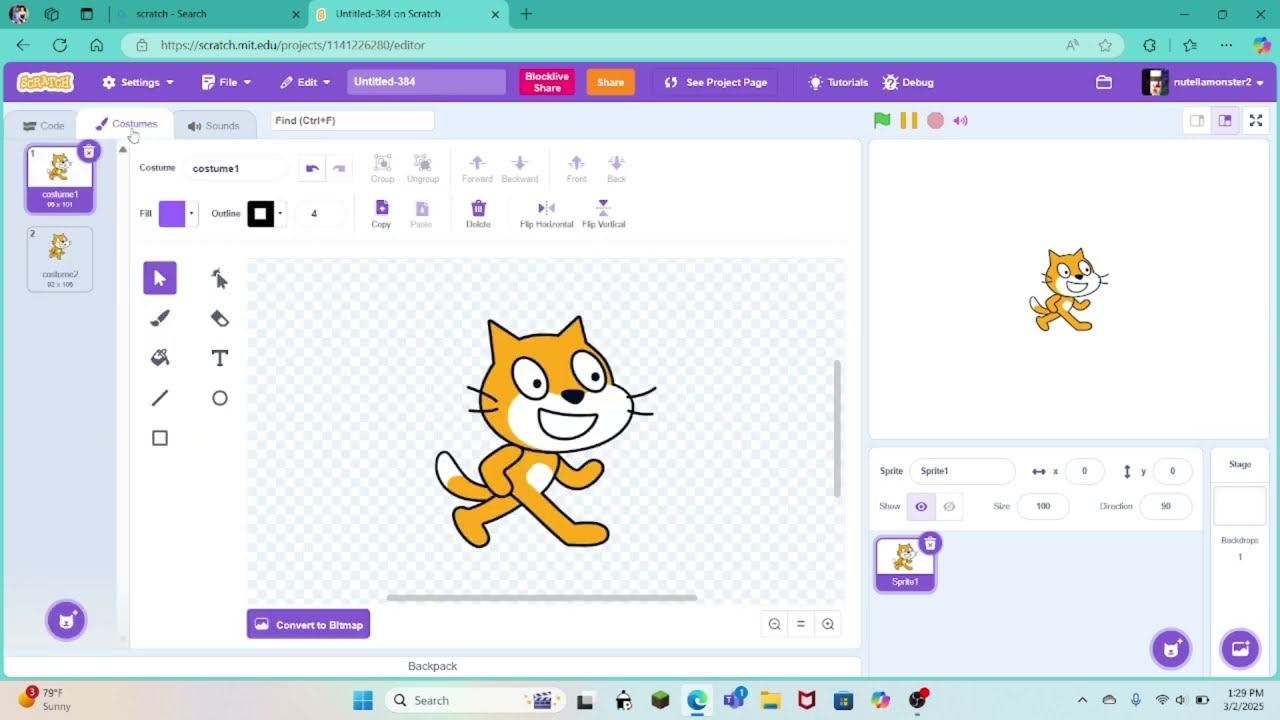 How to use the costume editor in scratch for beginners
