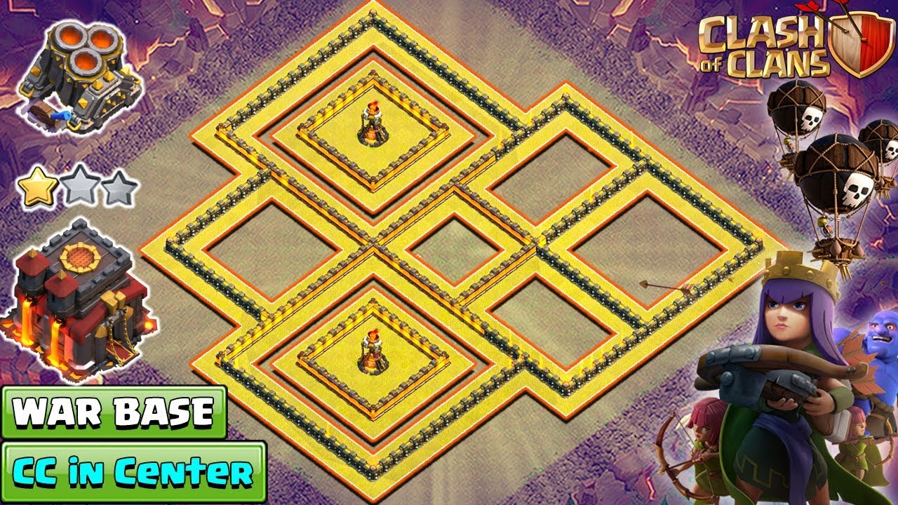 NEW TH10 War Base 2018 Anti Queen Walk | TH10 Base with CC in Center | Anti Bowler | Clash of Clans