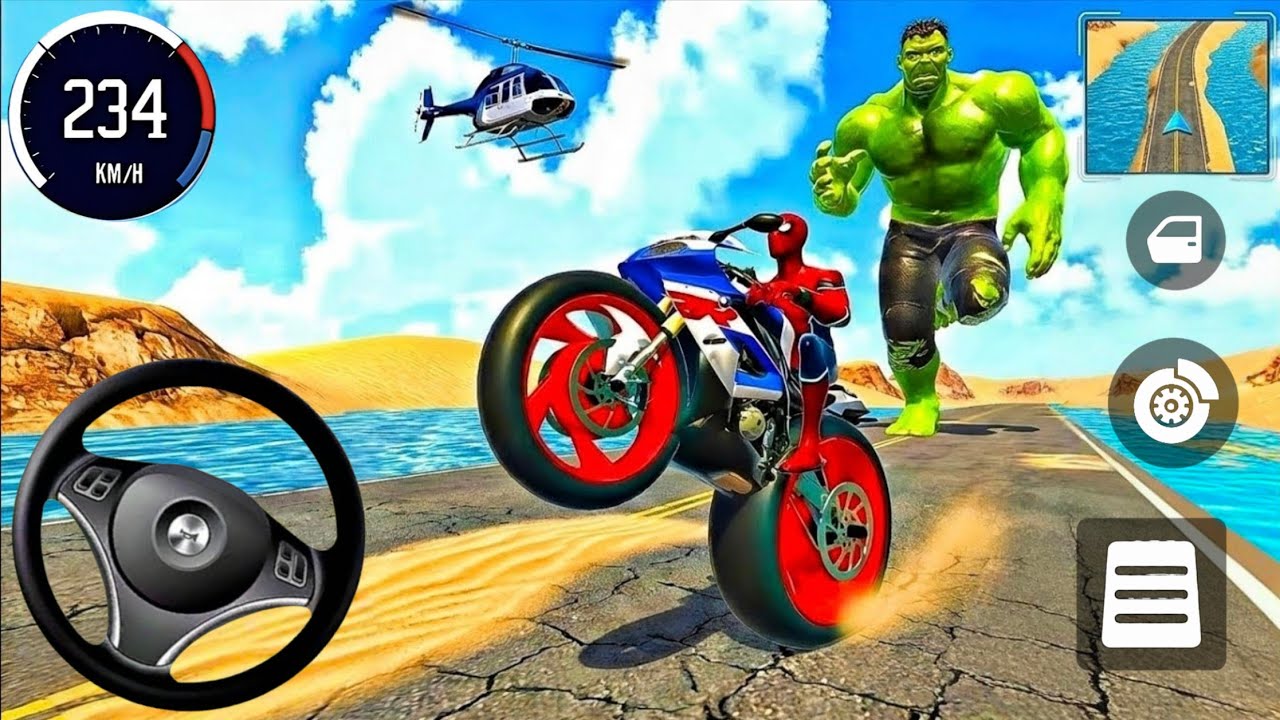 🦚3D Car Simulator 🥰Spiderman Became Escape From Giant Hulk 🌟Car 3D Game🎊 Lot's of Police Car Android
