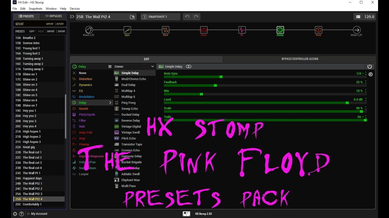 HX Stomp the Pink Floyd presets pack