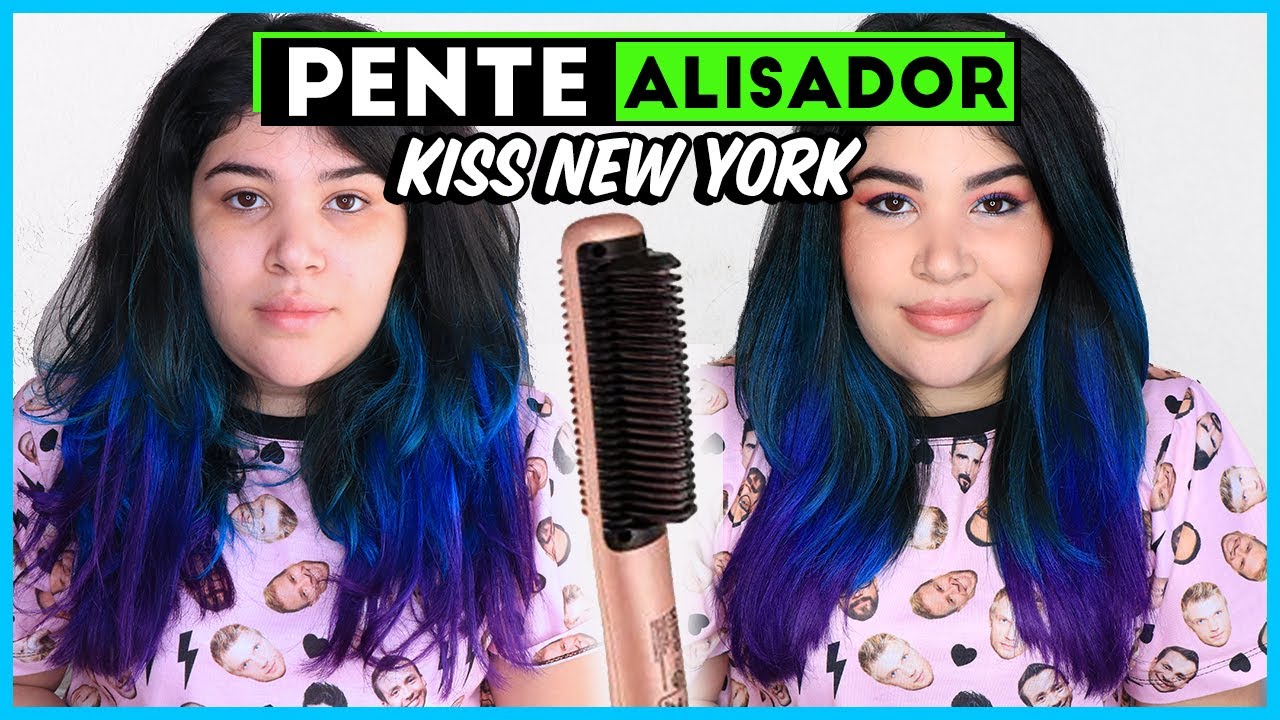 😃ESCOVA ALISADORA de cabelo Gold Edition Kiss New York