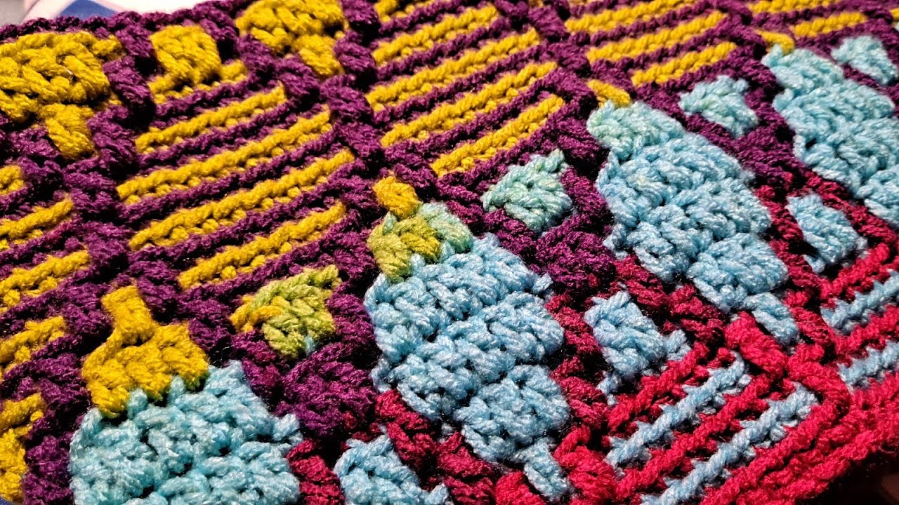 Mosaic Crochet Pattern # 1 Remastered - Work Flat or In The Round - MULTIPLE of 9 + 3