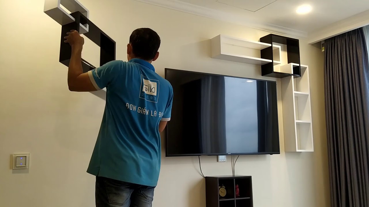 Bộ kệ ti vi kiêm luôn kệ trang trí treo tường