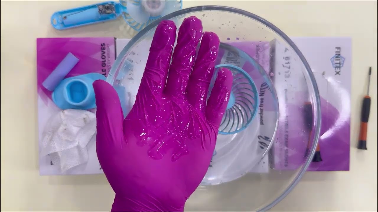 Relaxing ASMR: Deep Cleaning a Fan with Rose Red Nitrile Gloves #asmr